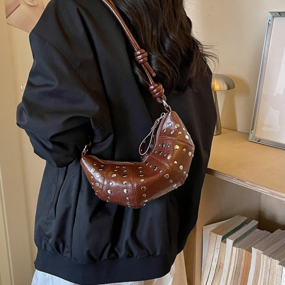 Tavrina Studded Croissant Shoulder Bag for Women | Asverra