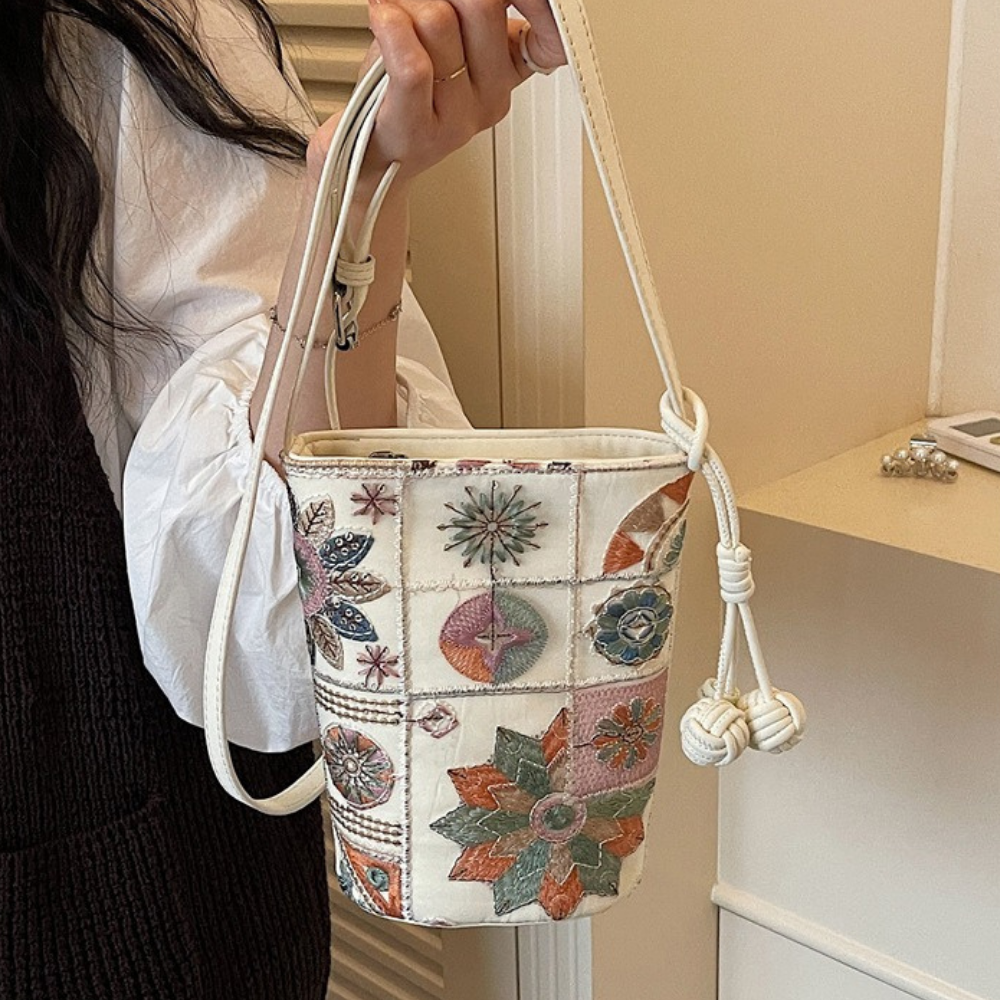 Mosaira Embroidered Bucket Bag for Women | Asverra