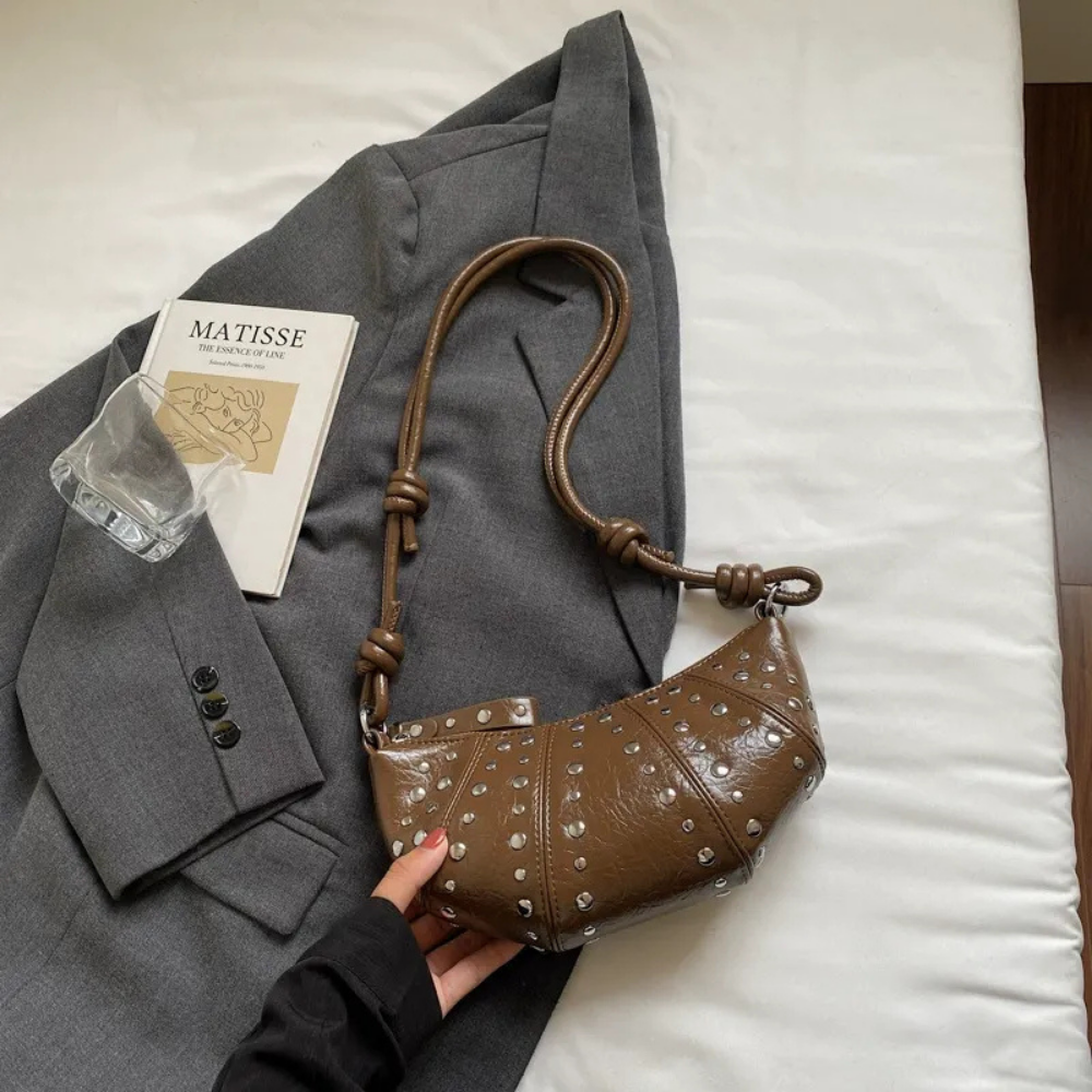 Tavrina Studded Croissant Shoulder Bag for Women | Asverra