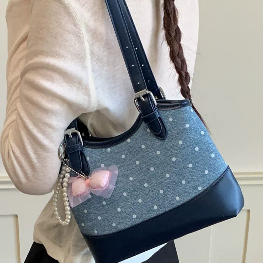Noirette Bow Charm Shoulder Bag for Women | Asverra