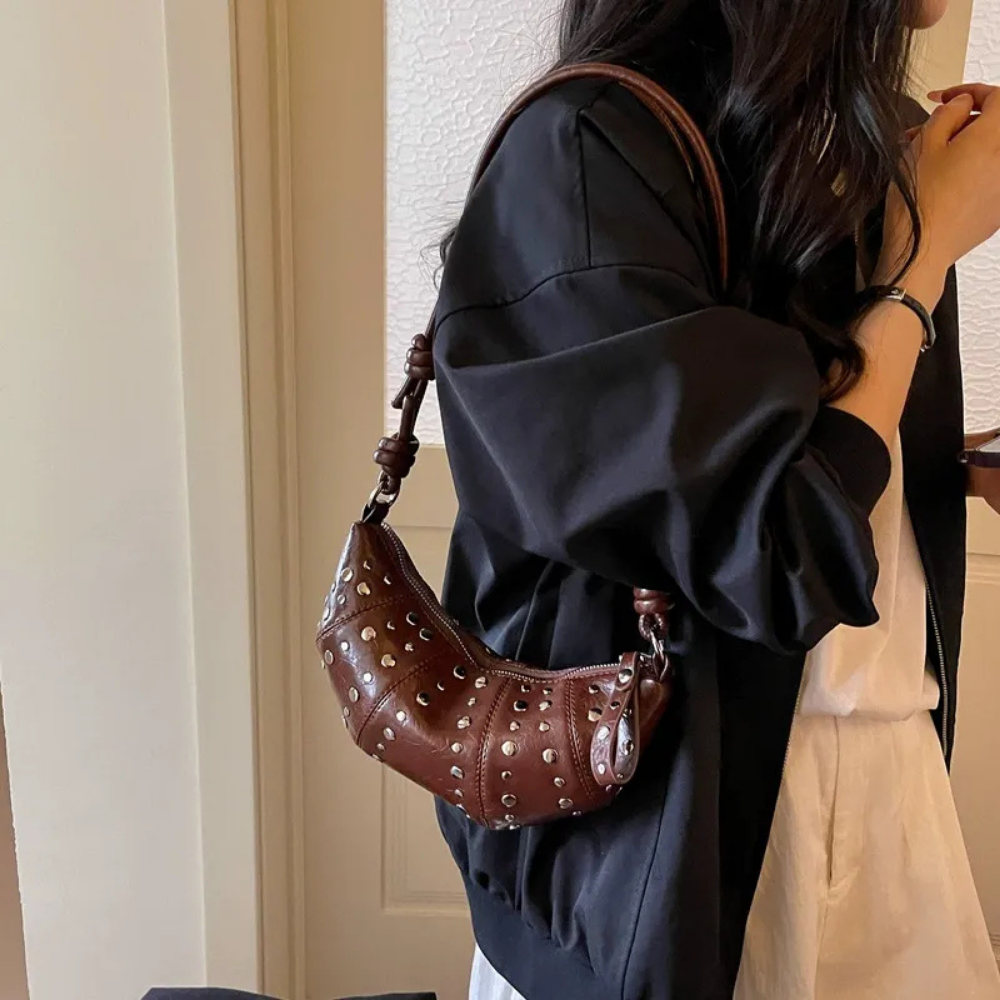 Tavrina Studded Croissant Shoulder Bag for Women | Asverra