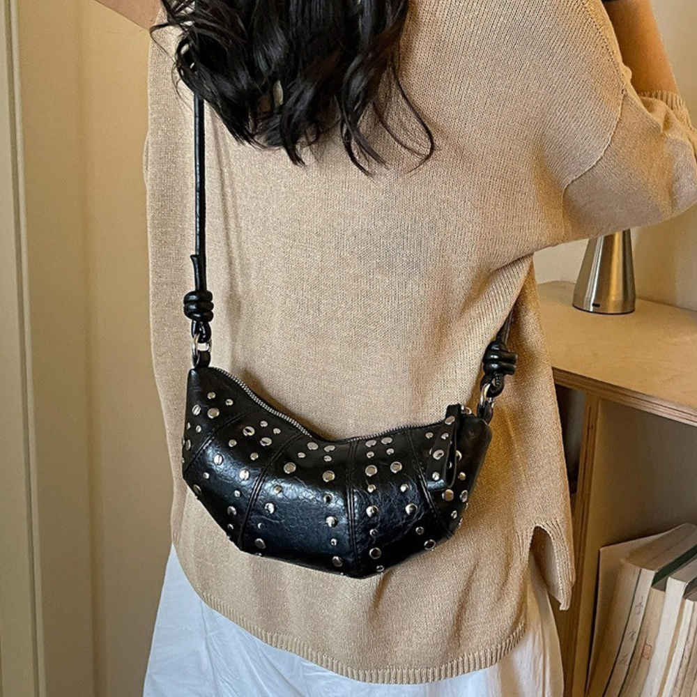 Tavrina Studded Croissant Shoulder Bag for Women | Asverra