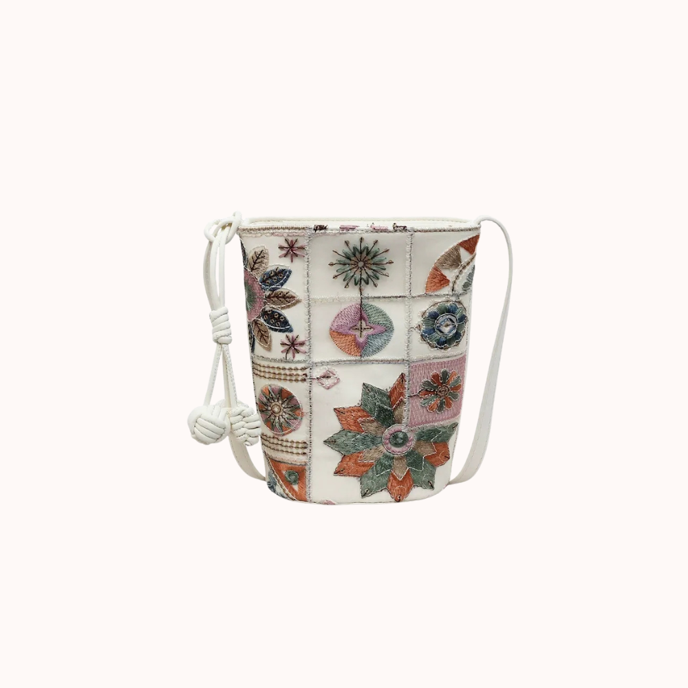 Mosaira Embroidered Bucket Bag for Women | Asverra