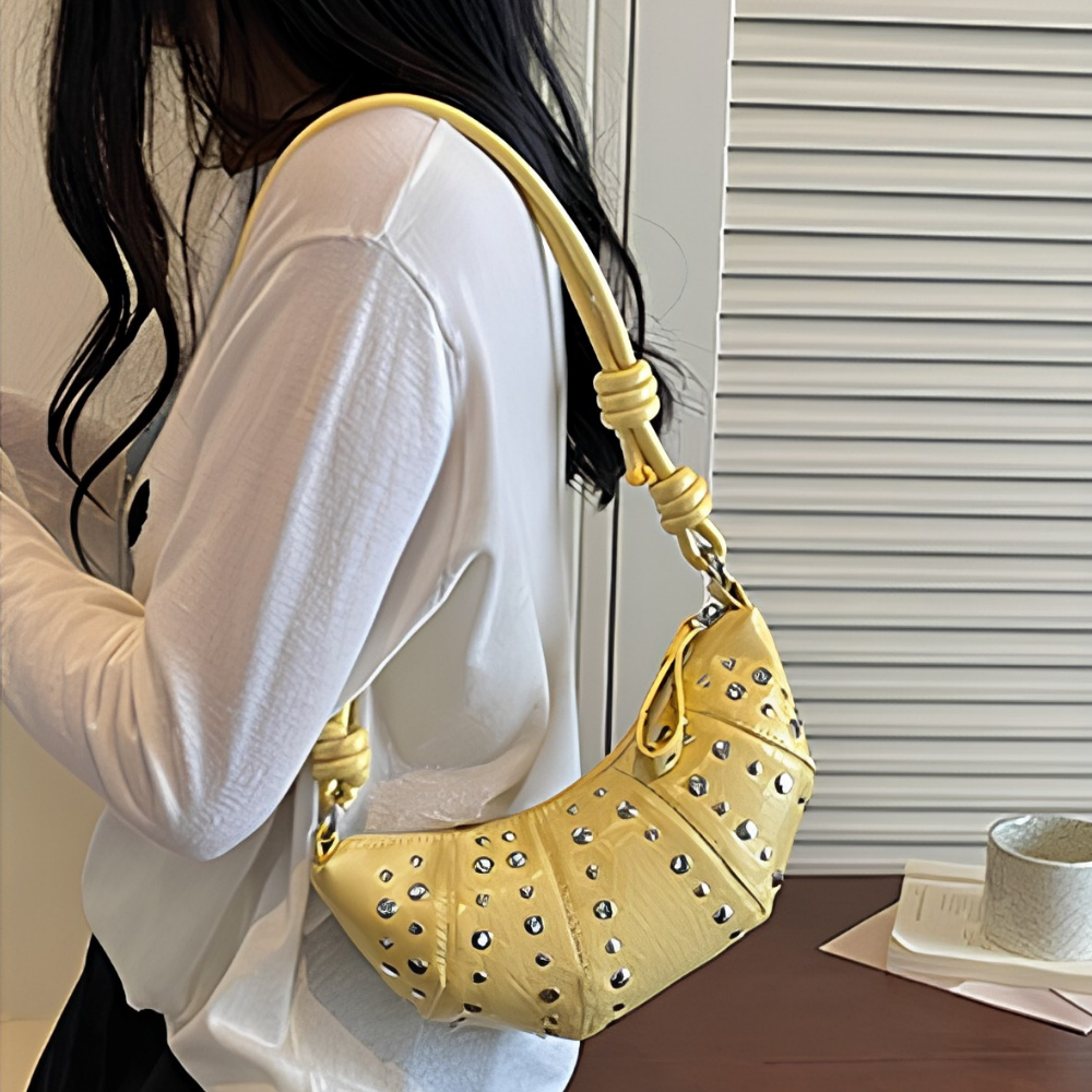 Tavrina Studded Croissant Shoulder Bag for Women | Asverra