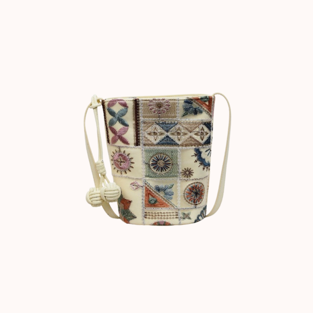 Mosaira Embroidered Bucket Bag for Women | Asverra