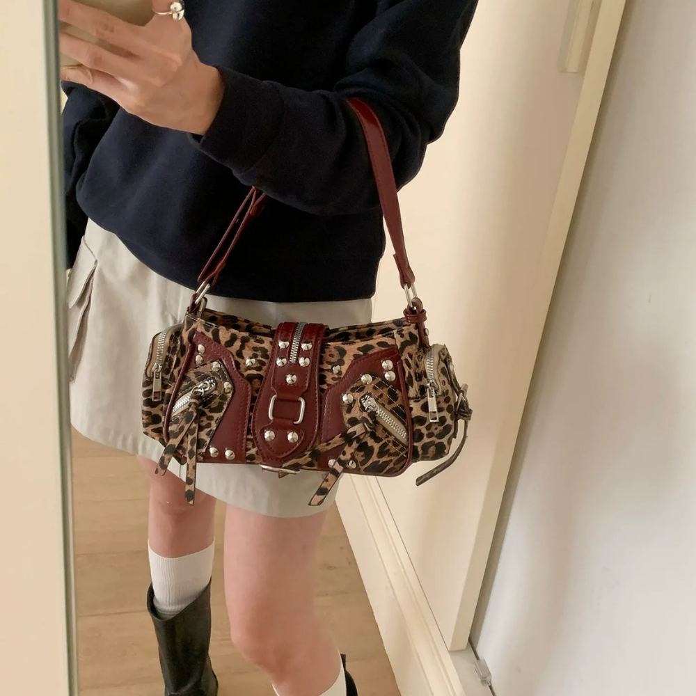 Fauvine Leopard Shoulder Bag for Women | Asverra
