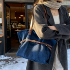 Azzira Belted Denim Tote Bag for Women | Asverra