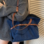 Azzira Belted Denim Tote Bag for Women | Asverra