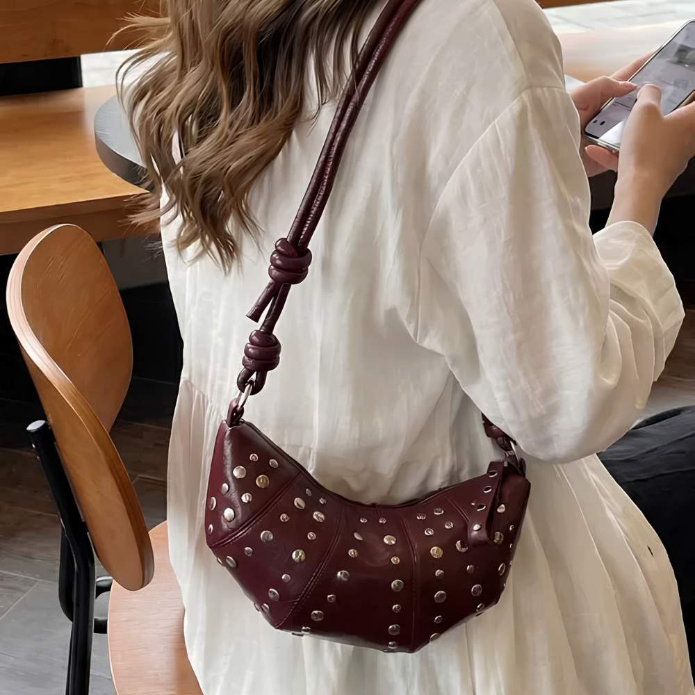 Tavrina Studded Croissant Shoulder Bag for Women | Asverra