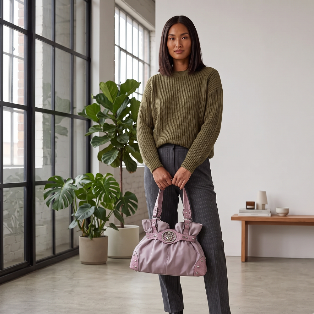 Tivana Ruched Shoulder Bag for Women | Asverra