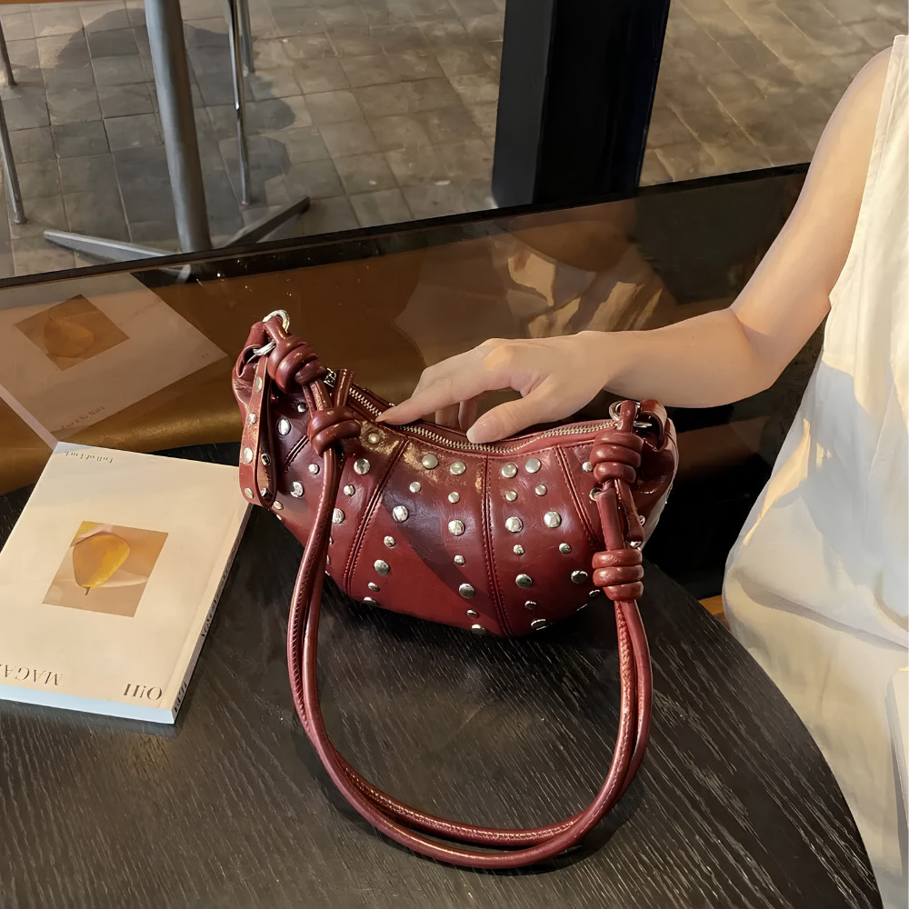 Tavrina Studded Croissant Shoulder Bag for Women | Asverra