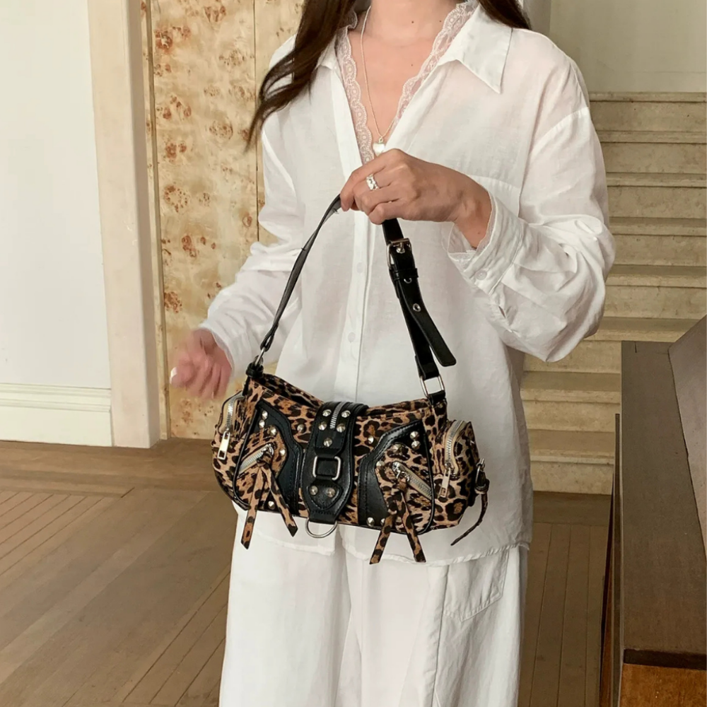 Fauvine Leopard Shoulder Bag for Women | Asverra