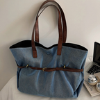 Azzira Belted Denim Tote Bag for Women | Asverra