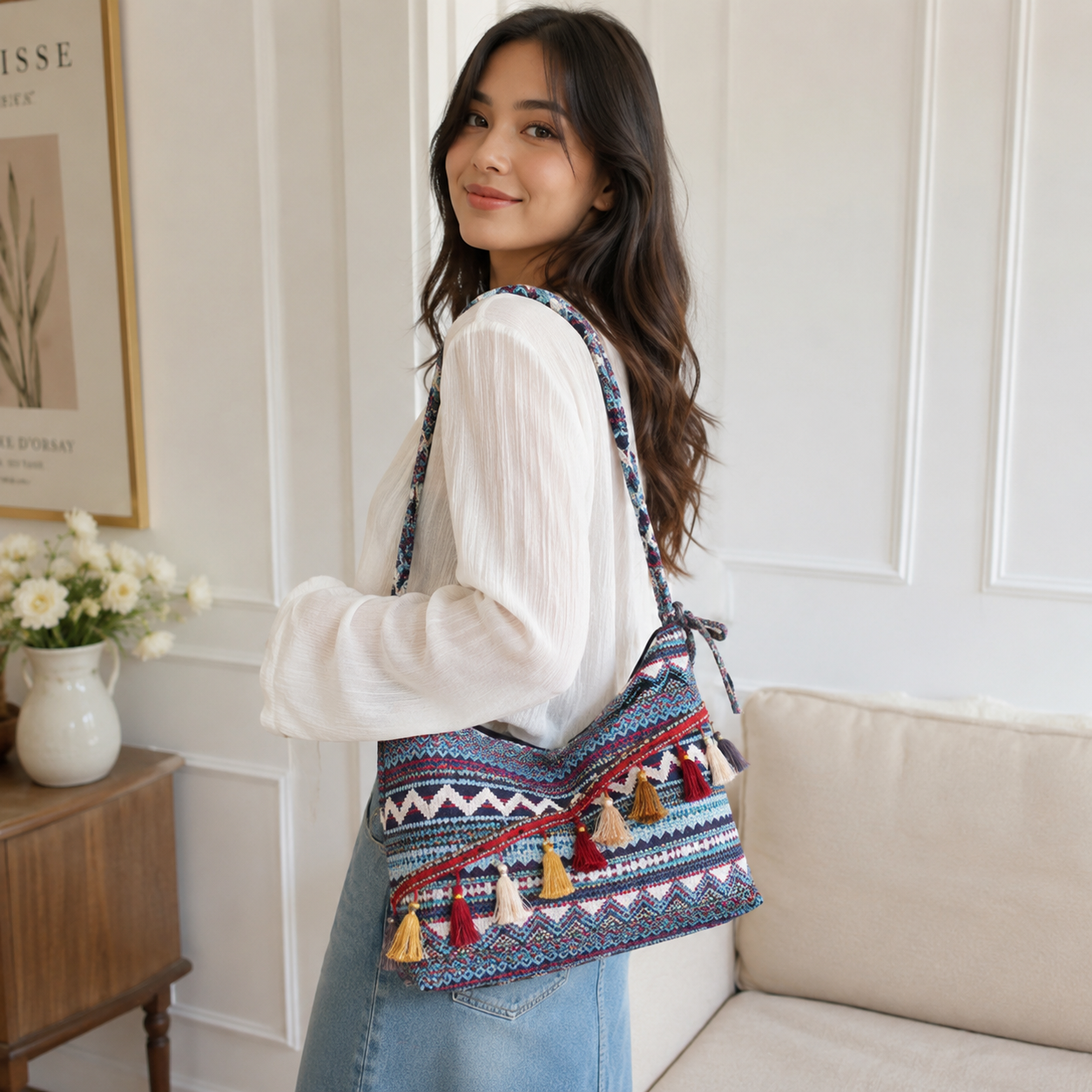 Marivelle Tassel-Trim Tote Bag for Women | Asverra