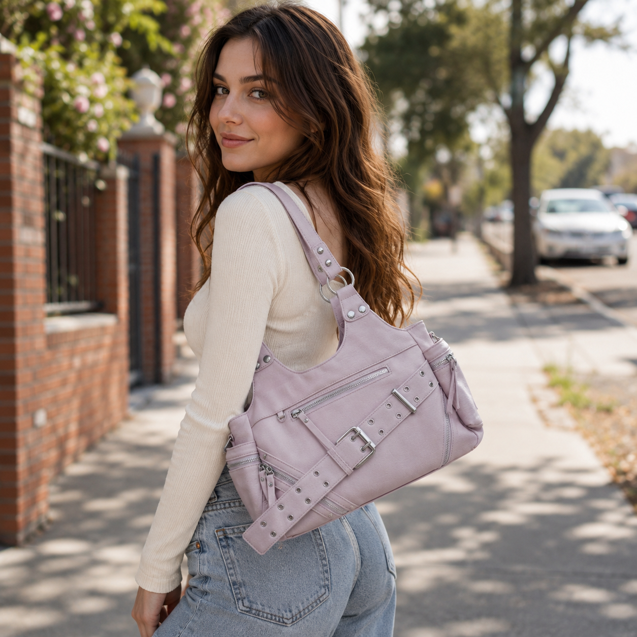 Valmira Studded Shoulder Bag for Women | Asverra