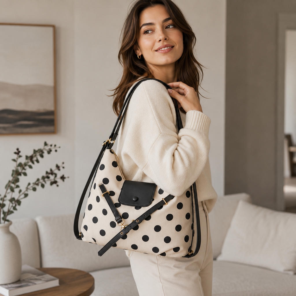 Dottara Polka Dot Shoulder Bag for Women | Asverra