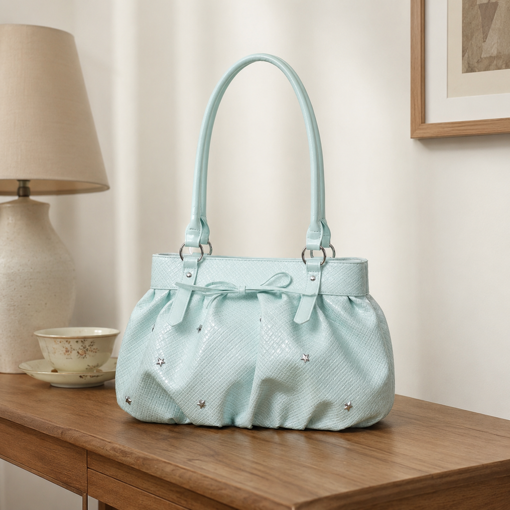 Avelisse Glossy Ruched Shoulder Bag for Women | Asverra