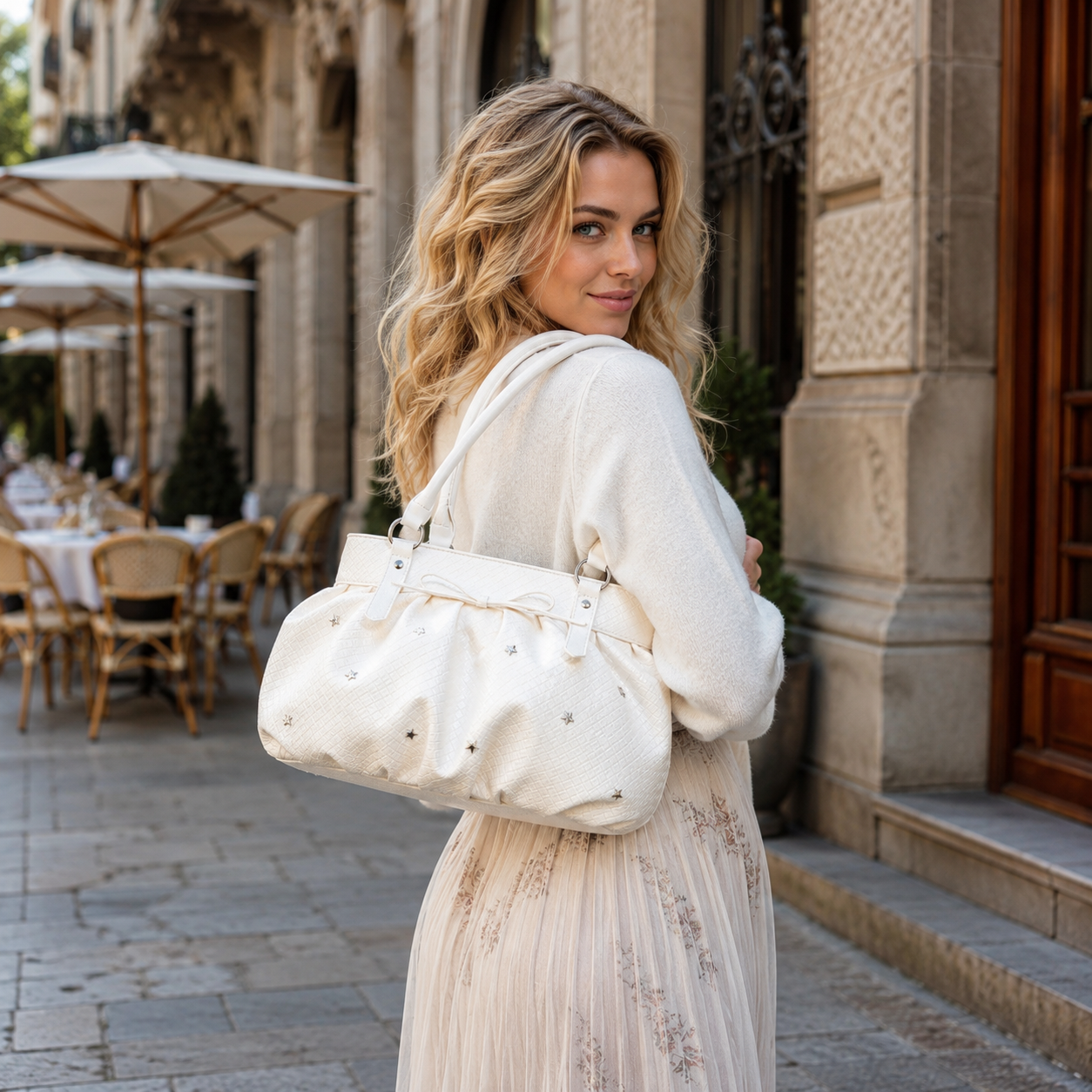 Avelisse Glossy Ruched Shoulder Bag for Women | Asverra
