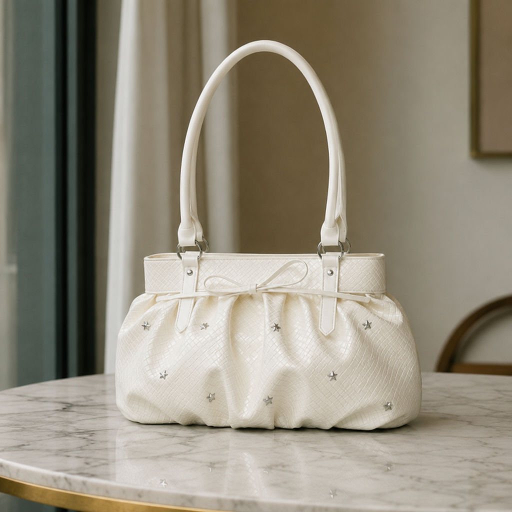 Avelisse Glossy Ruched Shoulder Bag for Women | Asverra