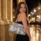 Avelisse Glossy Ruched Shoulder Bag for Women | Asverra