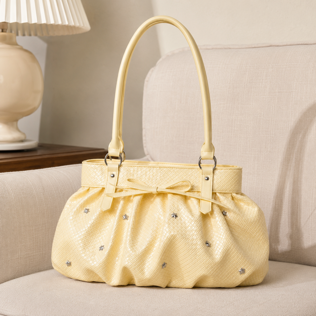 Avelisse Glossy Ruched Shoulder Bag for Women | Asverra