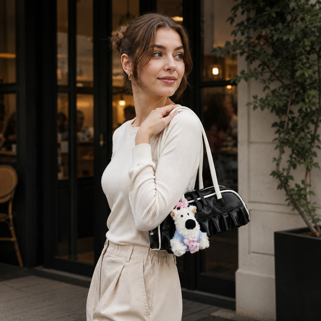 Mavelle Ruffle Shoulder Bag for Women | Asverra