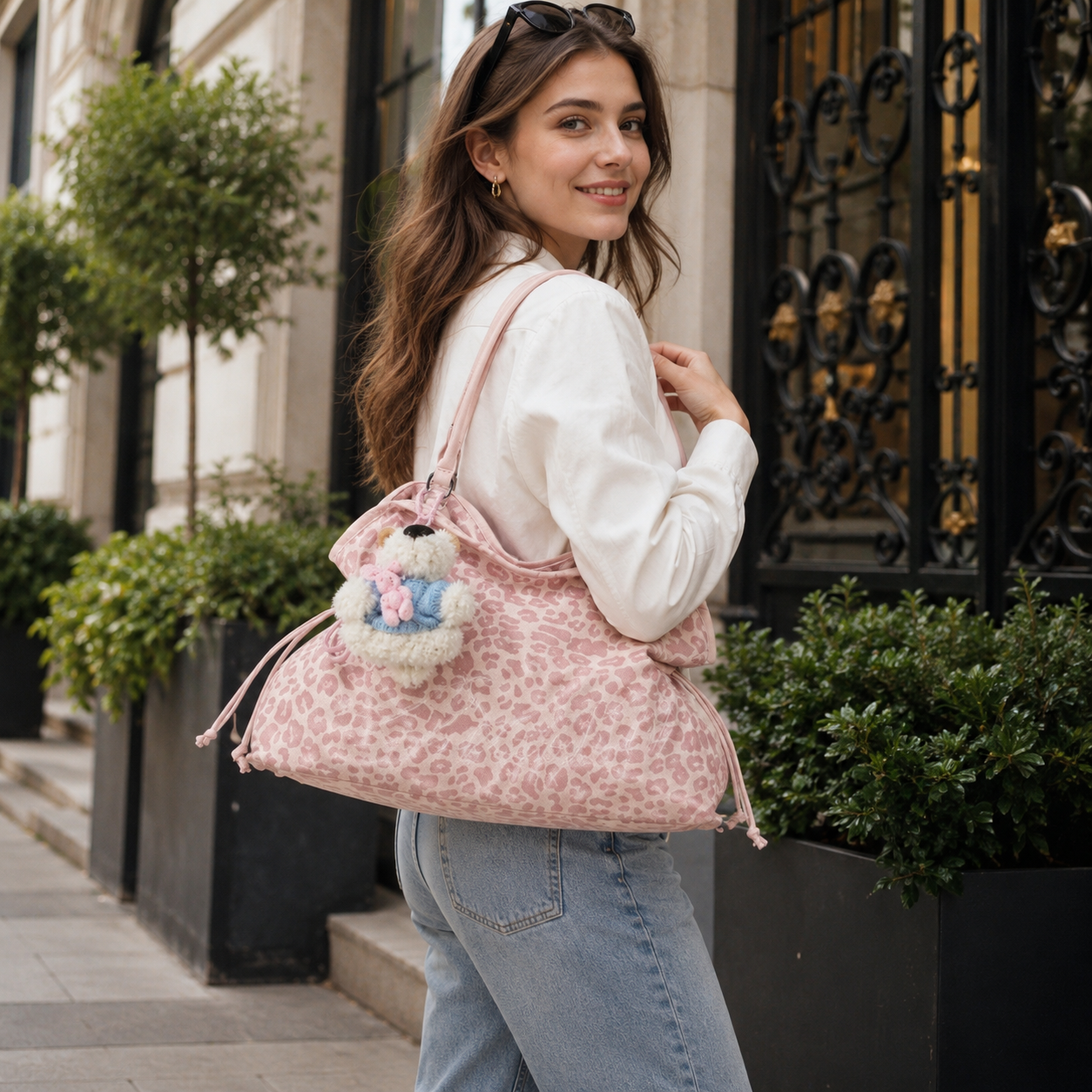 Roselle Leopard Print Shoulder Bag for Women | Asverra