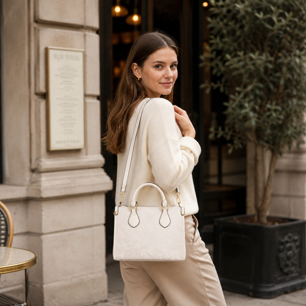 Evarielle Floral Lace Satchel Bag for Women | Asverra