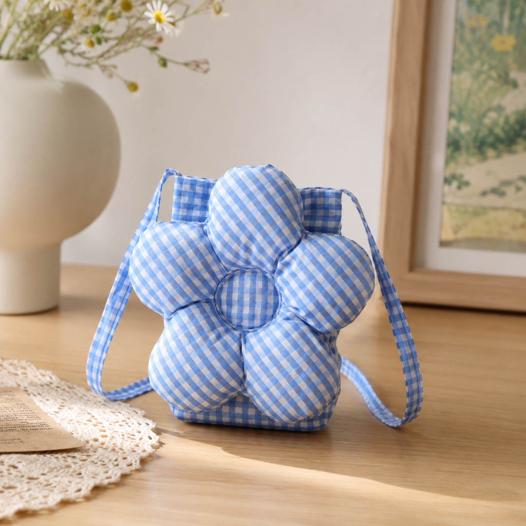 Solenne Gingham Flower Mini Shoulder Bag for Women | Asverra