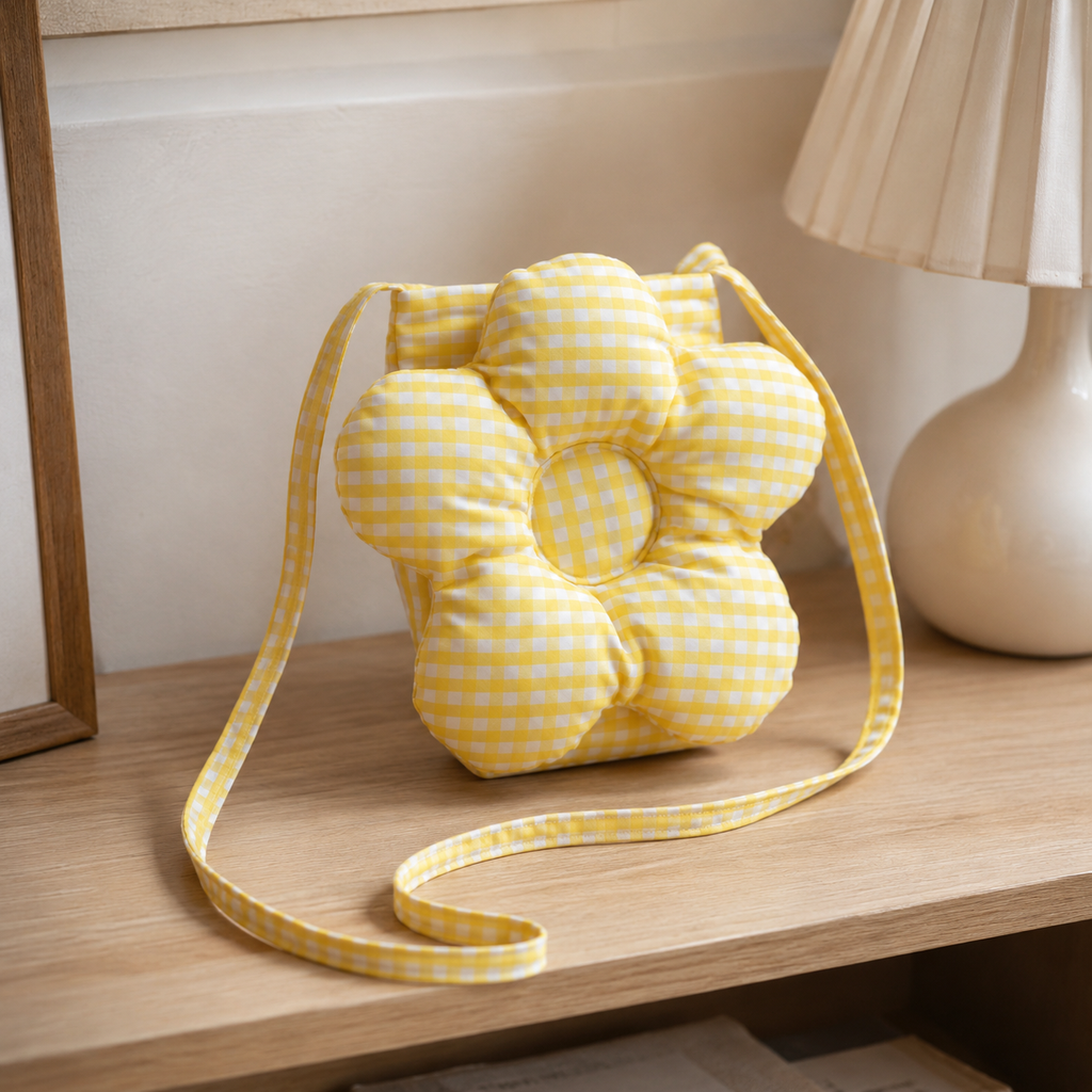 Solenne Gingham Flower Mini Shoulder Bag for Women | Asverra