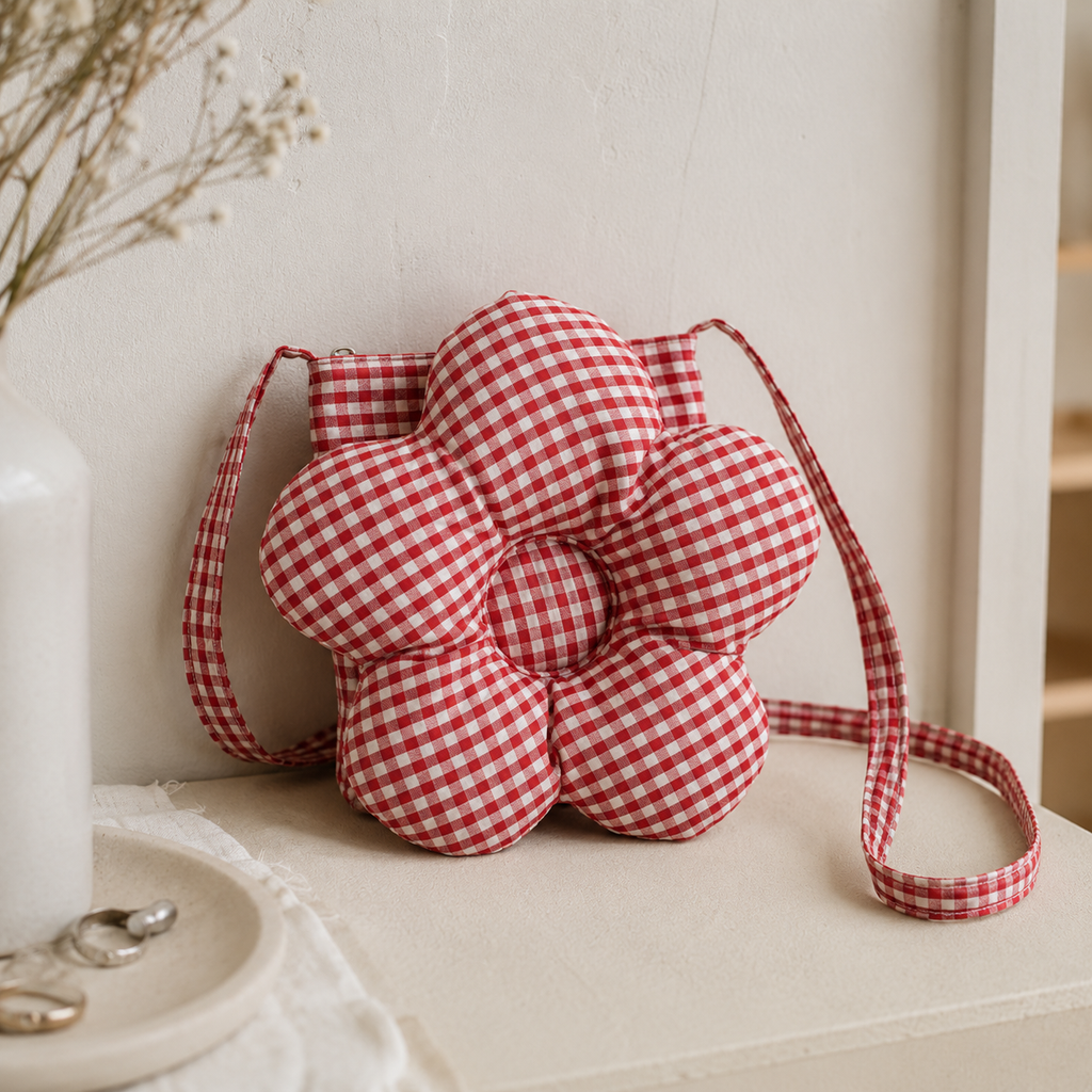 Solenne Gingham Flower Mini Shoulder Bag for Women | Asverra
