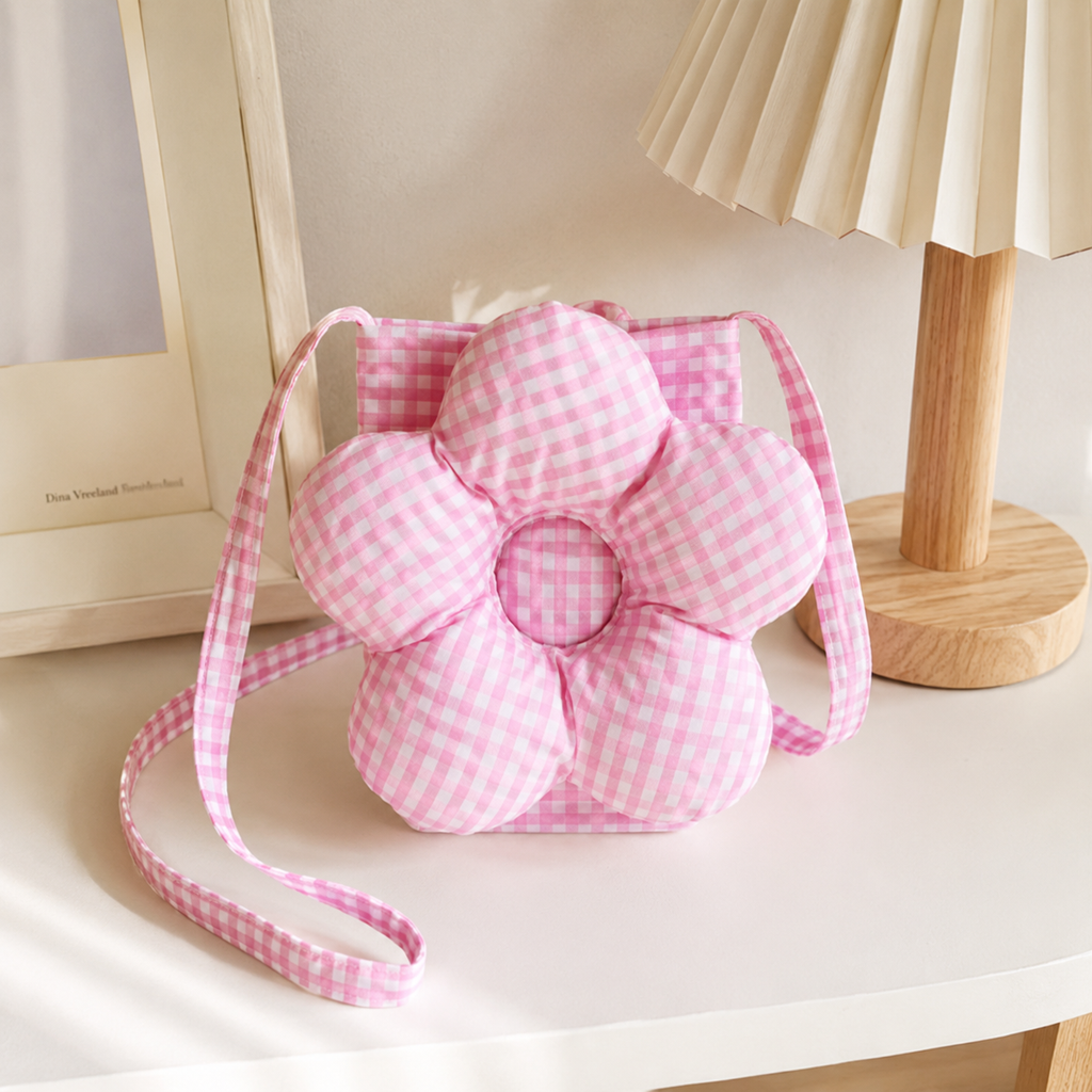 Solenne Gingham Flower Mini Shoulder Bag for Women | Asverra
