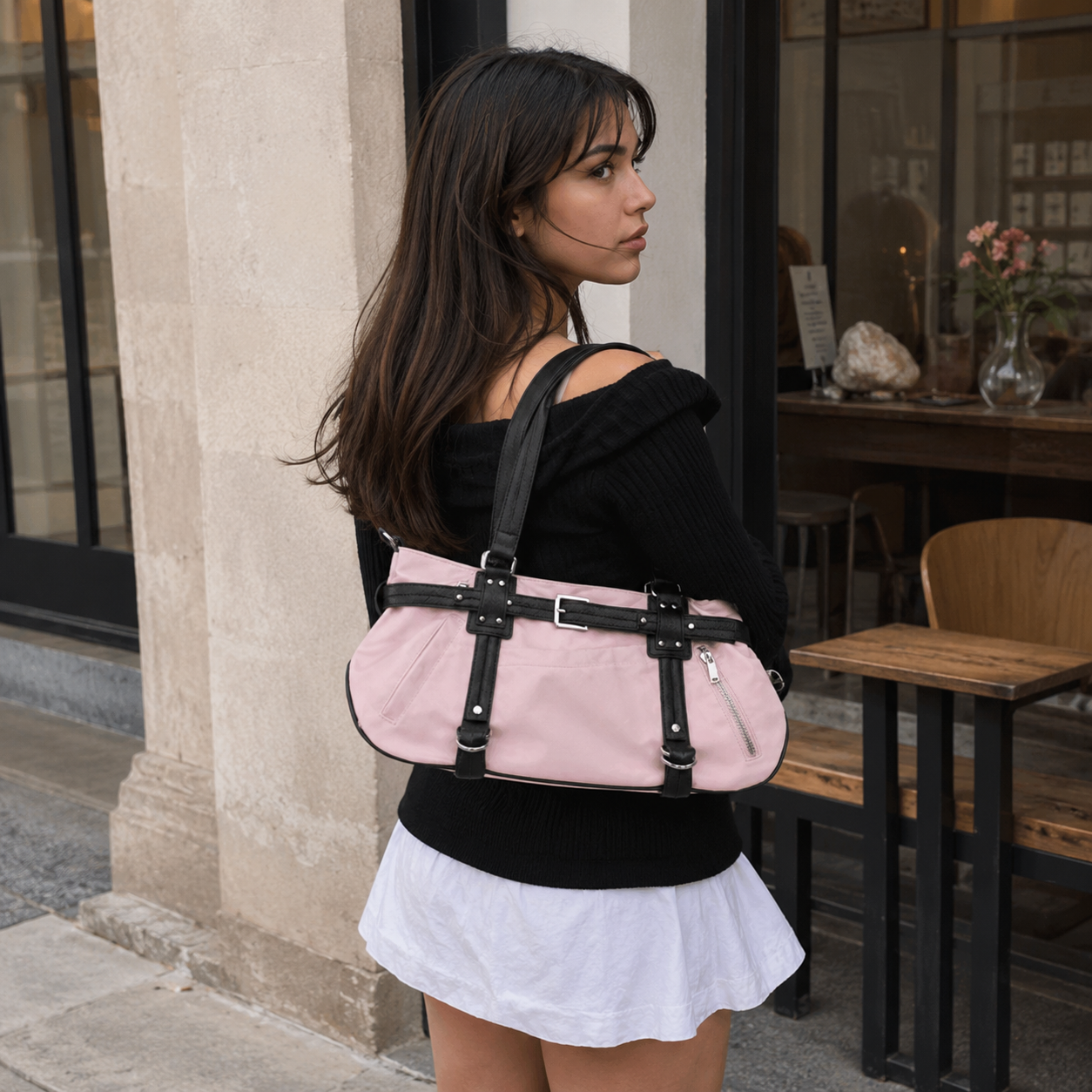 Ombrita Belted Shoulder Bag for Women | Asverra صورة ثانوية