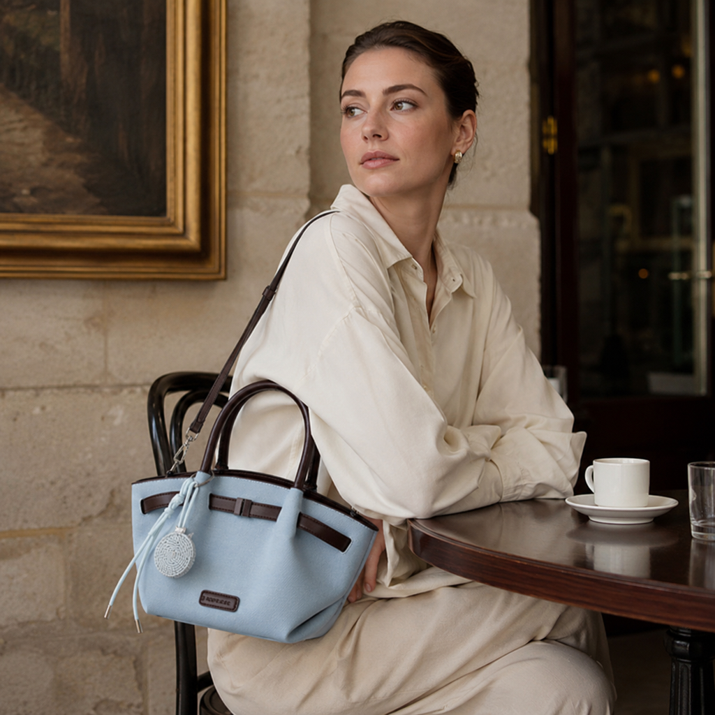 Dovela Contrast-Trim Mini Handbag for Women | Asverra