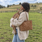 Daimée Suede-Look Shoulder Bag - Classic - with a fawn in the meadow