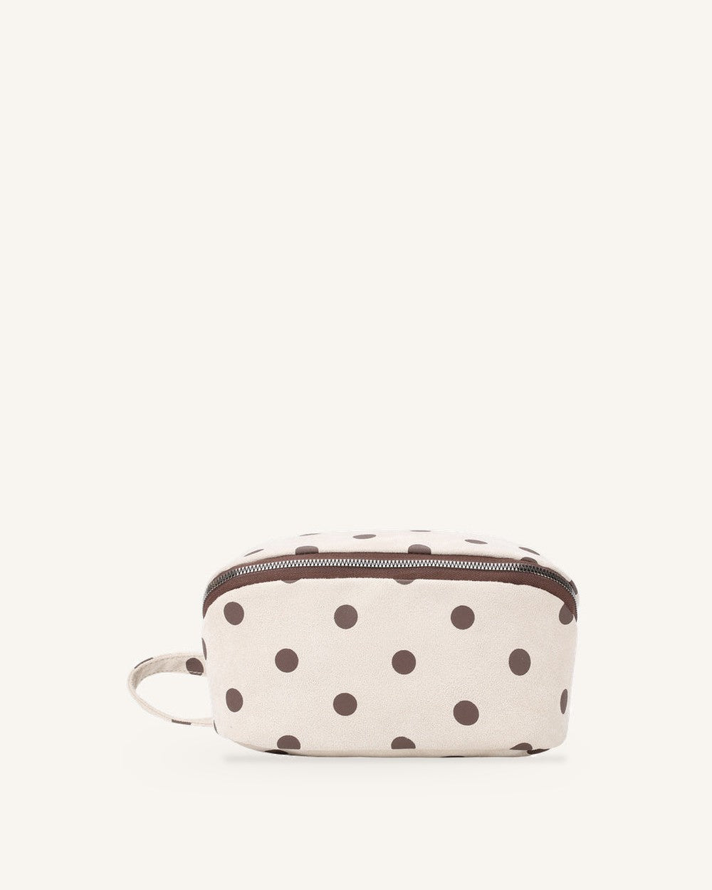 Châtaine Polka Dot Suede-Look Beauty Bag - Cream الصورة الرئيسية