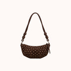 Briochelle Polka Dot Croissant Shoulder Bag - Chocolate Brown - back view