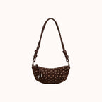 Briochelle Polka Dot Croissant Shoulder Bag - Chocolate Brown - front view