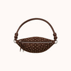 Briochelle Polka Dot Croissant Shoulder Bag - Chocolate Brown - top view