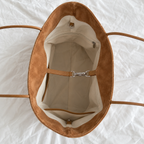Daimée Suede-Look Shoulder Bag - Khaki - inside view with key hook
