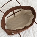 Daimée Suede-Look Shoulder Bag - Brown - inside zip pocket