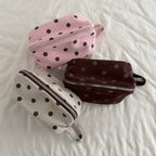 Châtaine Polka Dot Suede-Look Beauty Bag - all three colours together