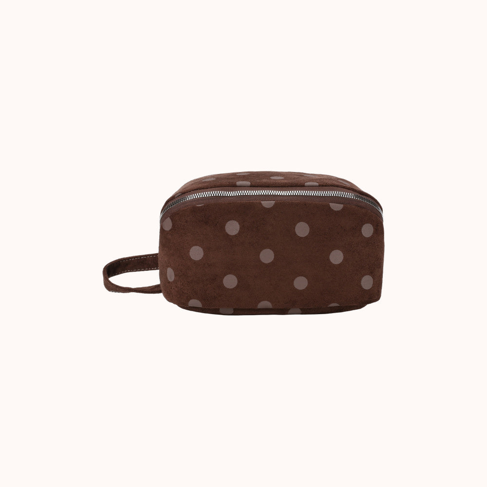 Châtaine Polka Dot Suede-Look Beauty Bag Secondary image
