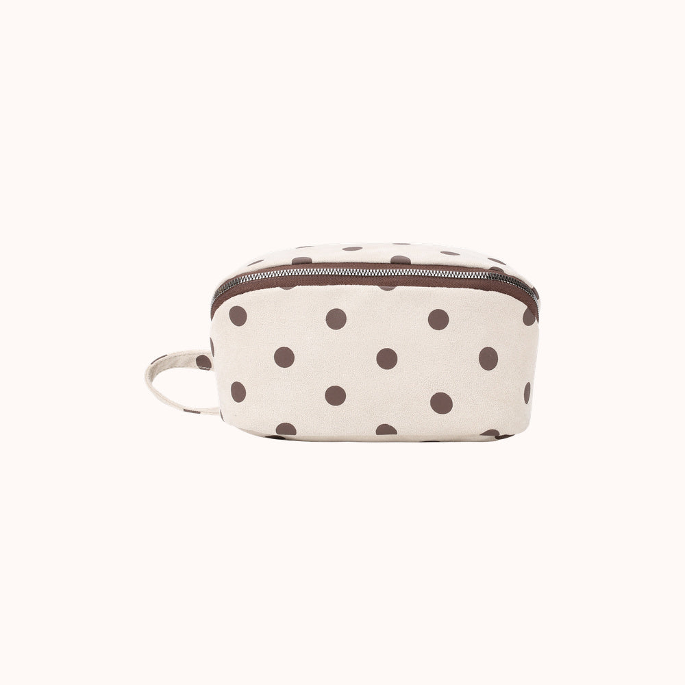 Châtaine Polka Dot Suede-Look Beauty Bag - Cream Main image