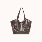 Clovara Glossy Tote Bag - Brown - front view