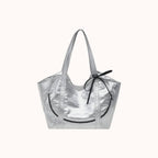 Clovara Glossy Tote Bag - Silver - front view