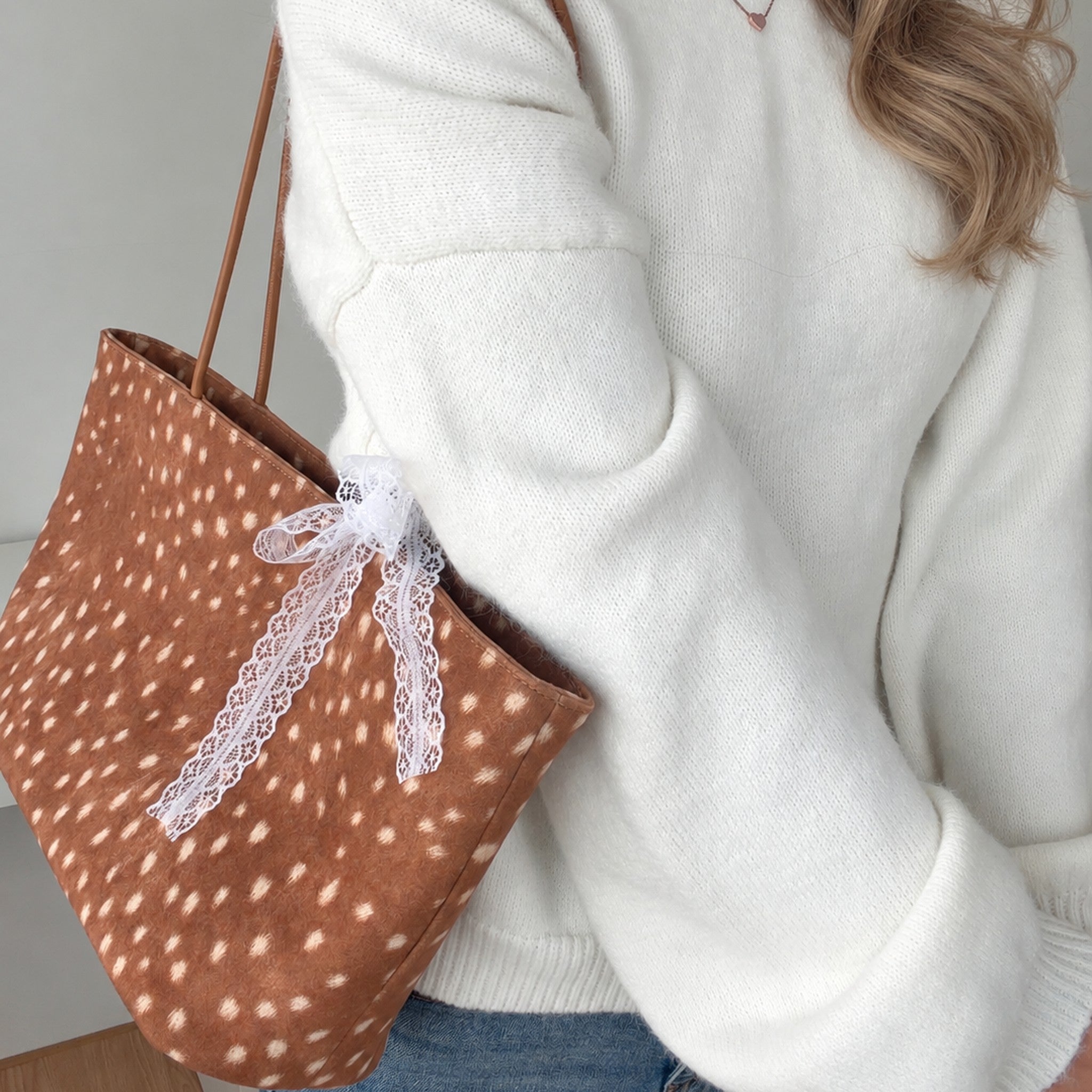 Daimée Suede-Look Shoulder Bag - Classic - worn on the shoulder
