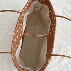 Daimée Suede-Look Shoulder Bag - Classic - inside view with cream lining and hook clasp