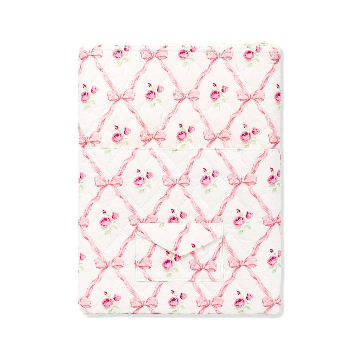 Églantine Rose Print Laptop Sleeve - front view in Pink Floral Main image