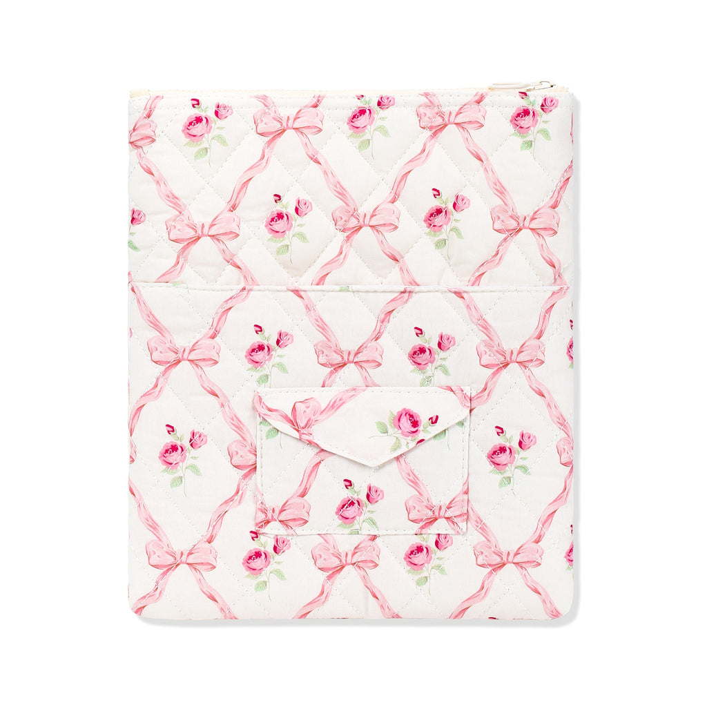 Églantine Rose Print Laptop Sleeve - 11 inch front view in Pink Floral